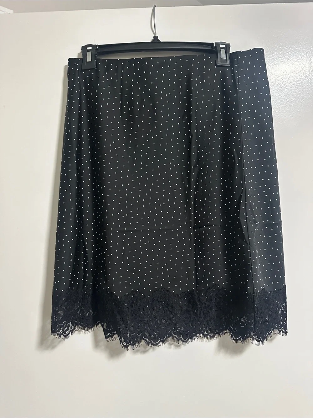 J.Crew Polka Dot Lace Trim Midi Skirt NWT | Black & White | Size Medium